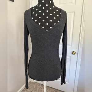 Joah Brown Gray Long Sleeve Top